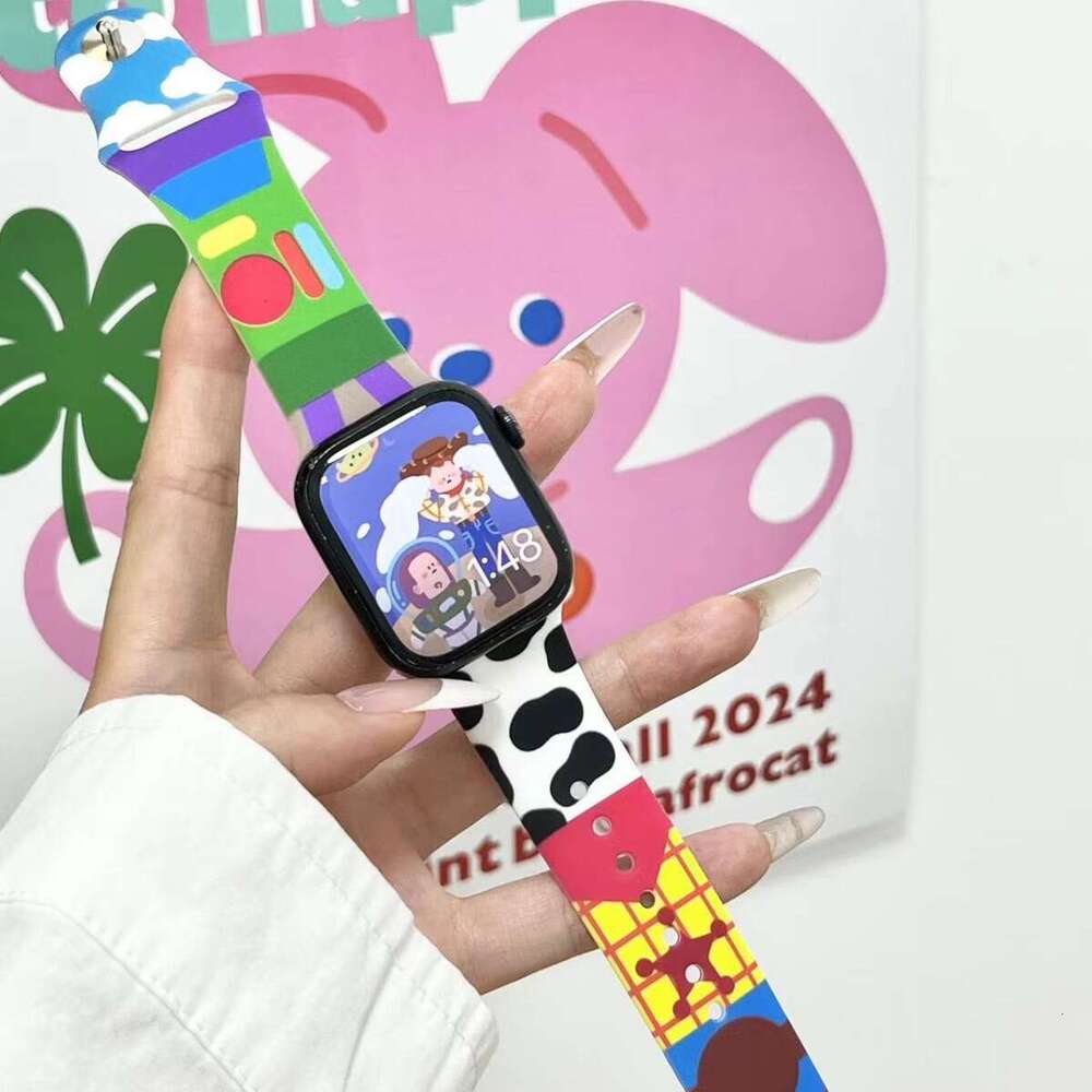 Printed Silicone Suitable for Apple iWatch9 Watch Band S8 Niche SE56