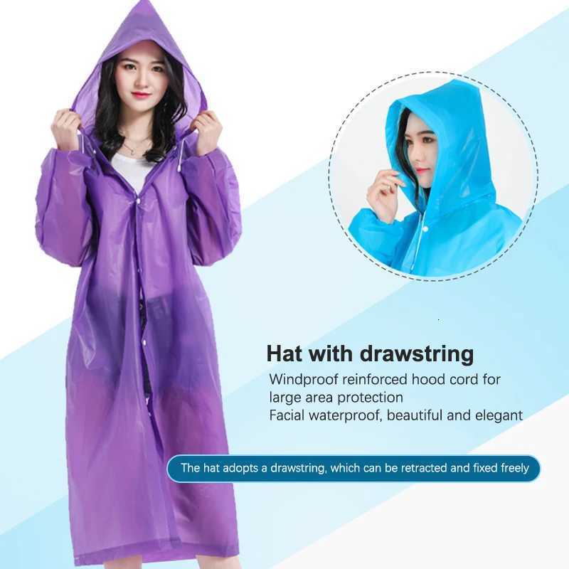 Eva Non Disposable Raincoat Long Full Body Transparent Thickened Strap Mouth Adult Tourism Raincoat Y250814