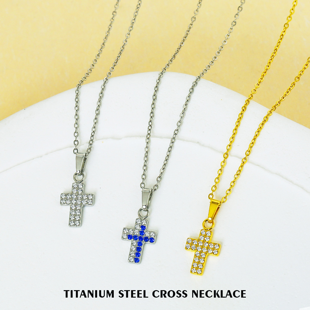 Stainless American Cross Mini Heart Pendant Light High-end Titanium Steel Necklace for Women Non-fading Jewelry for Women