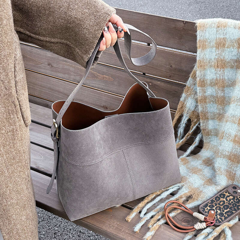 Suede Tote Bucket 2025 Autumn Winter New Bags Designer Women Matte Leather Commuter Large Capacity Shoulder Crossbody Bag