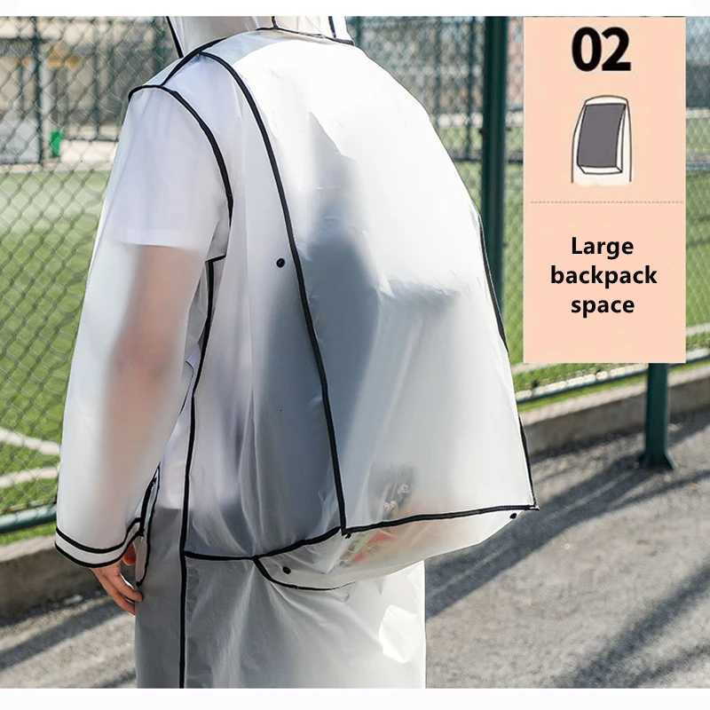 2024 New Waterproof Transparent Eva Clear Long Ladies Raincoats Women Men Fashion Rain Coat s Hooded With Schoolbag space Y250814