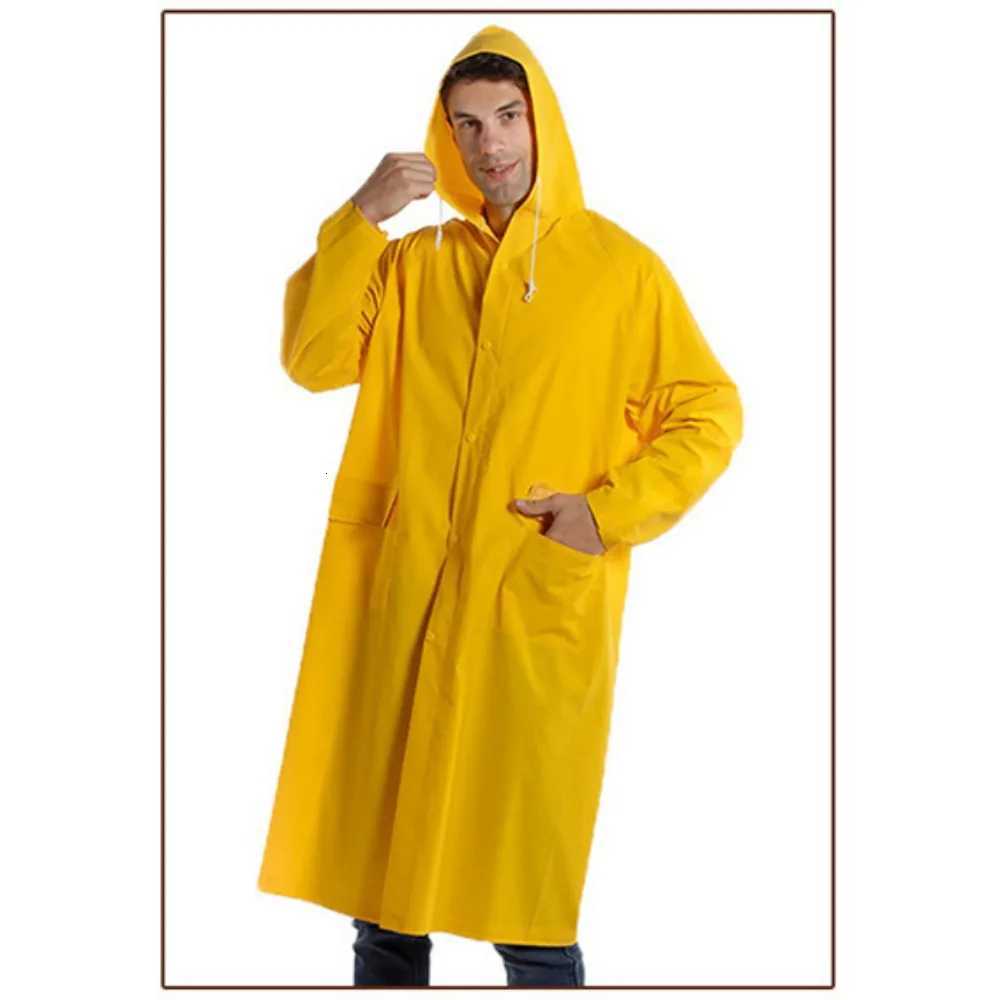 Thickened Long Pvc One-piece Raincoat Outdoor Labor Protection Duty Dual Purpose Windbreaker Poncho Riding Raincoat Y250814