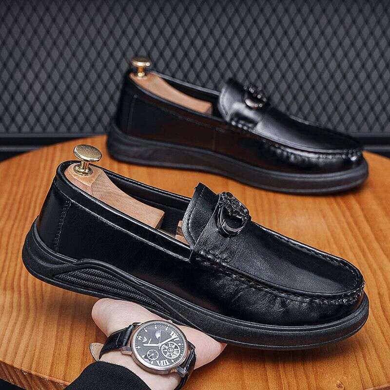 2025 Spring Leather New Trendy Lazy Breathable Men's One Step Casual Single Work Shoes 380F