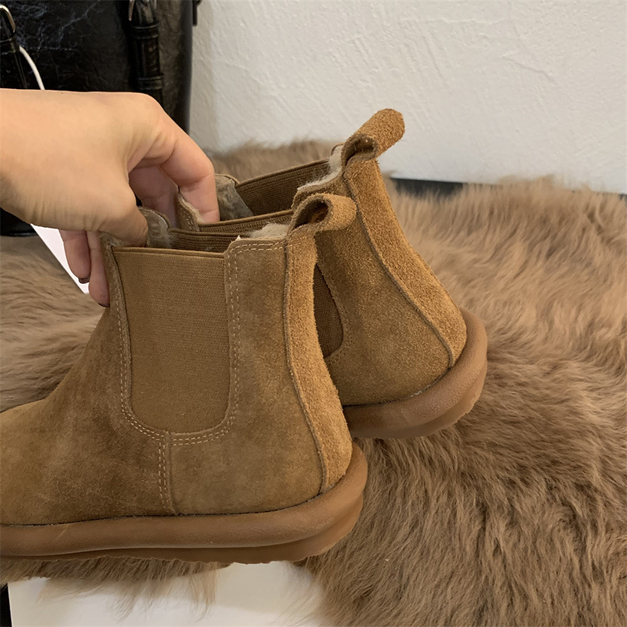 Warm Comfortable Women Suede Snow Boots 2025s Autumn Winter New Design Lined Thickened Cotton Boots Outdoor Versatile Style