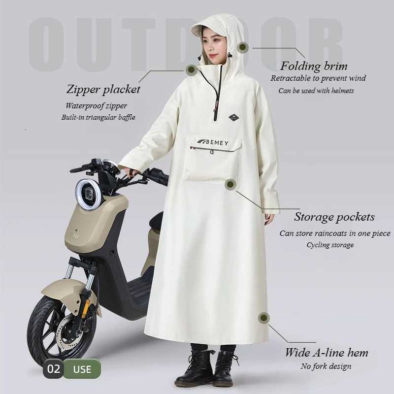 1 Piece Adult Thickened Motorcycle Raincoat Durable Waterproof Riding Equipment Men and Women Special Outdoor Raincoat Y250814