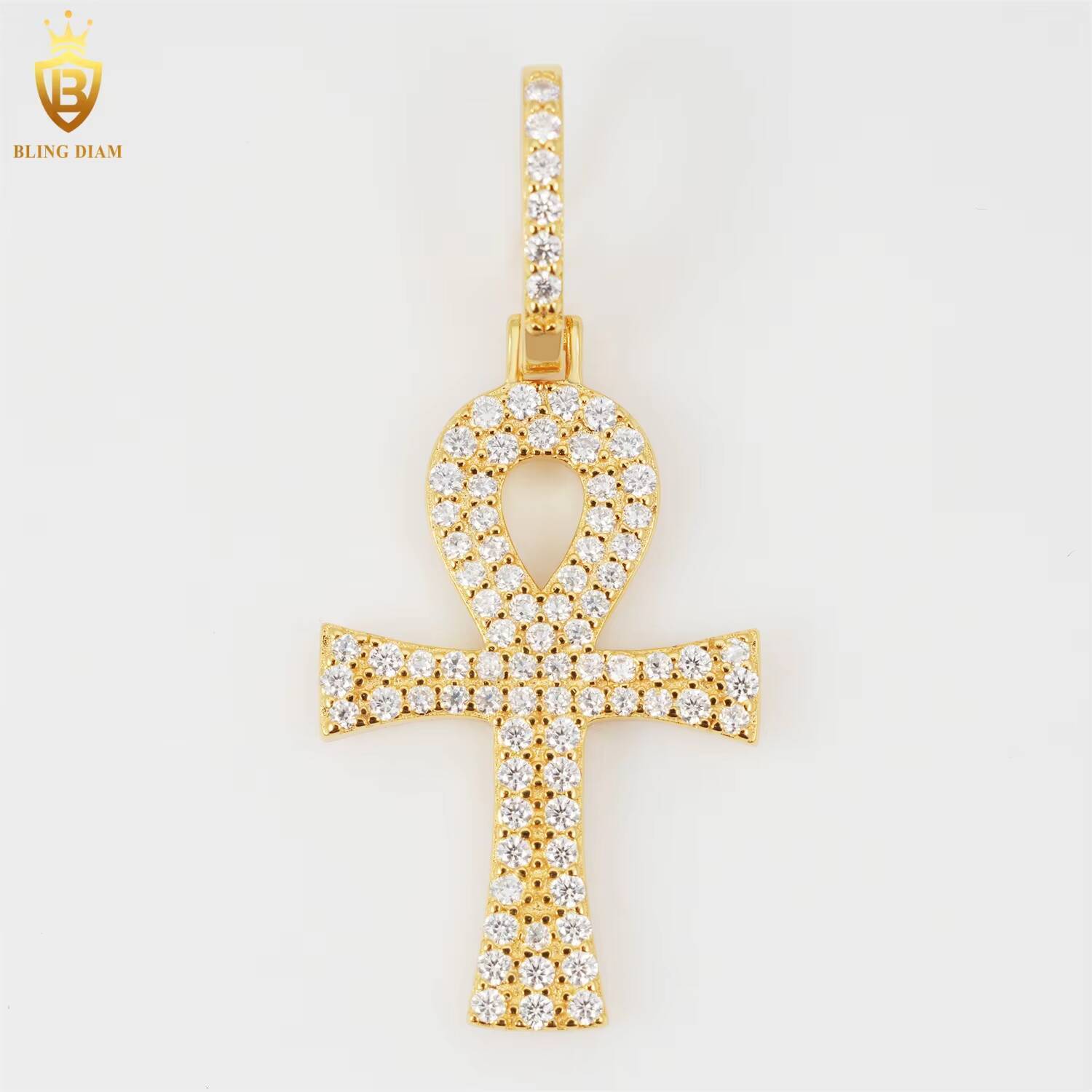 Fashion Fine Jewelry VVS Moissanite 925 Sterling Silver Hip Hop Luxury Iced Out Cross Pendant