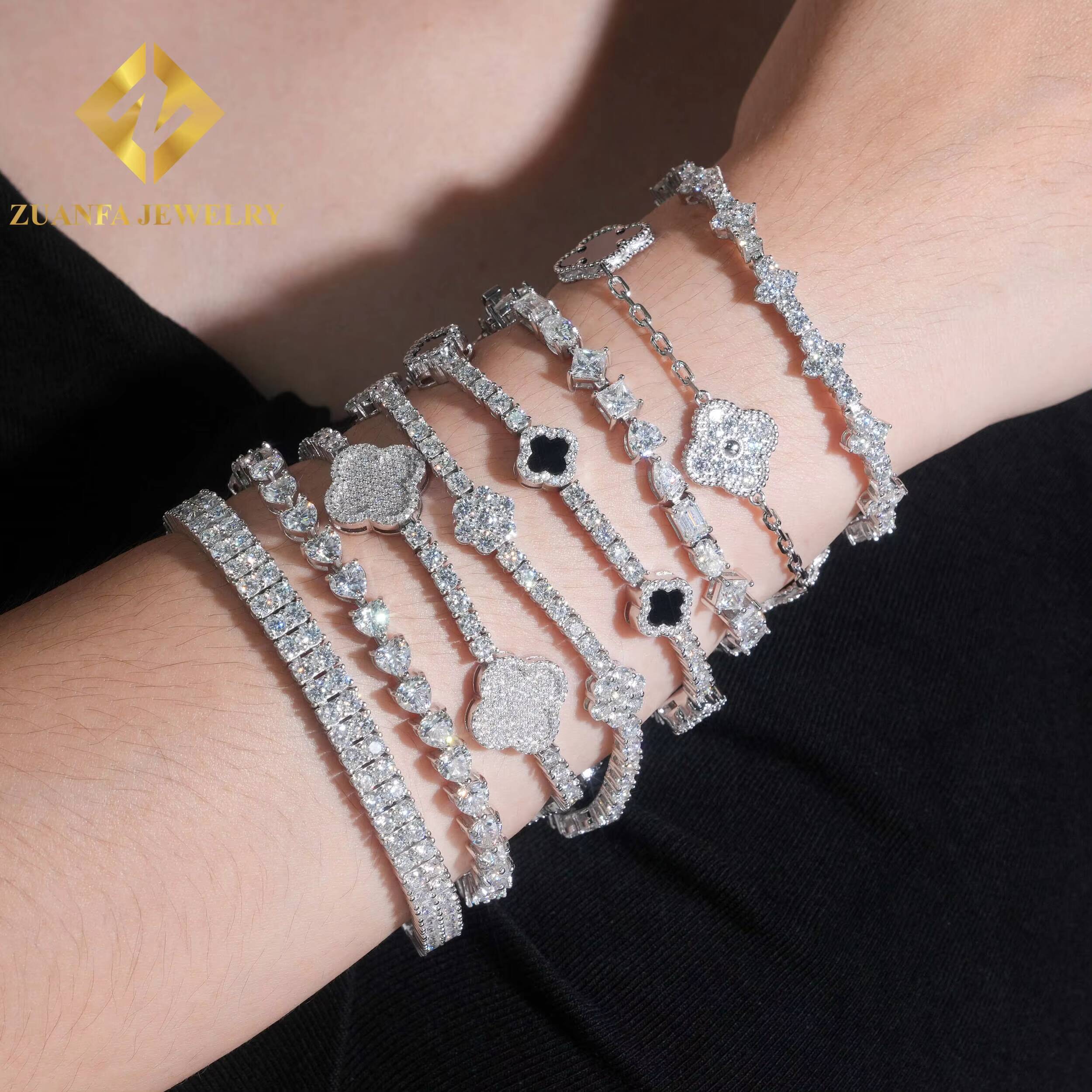 Wholesale Price 925 Sterling Silver Moissanite Pass Diamond Test Tennis Chain Bracelets Fine Jewelry