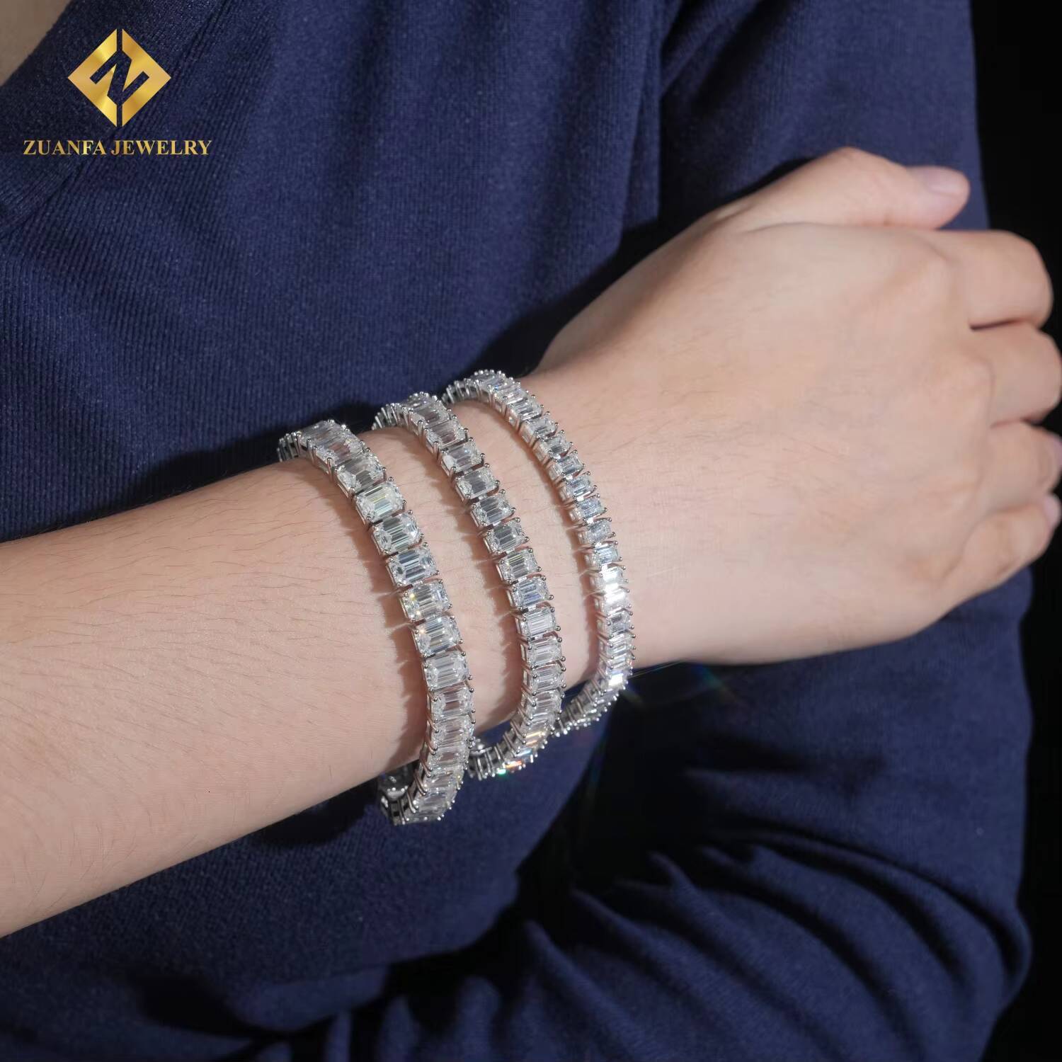 Pass Diamond Tester 7mm Tennis Bracelet 925 Solid Silver Men Women Hip Hop Bracelet VVS Moissanite Tennis Bracelet