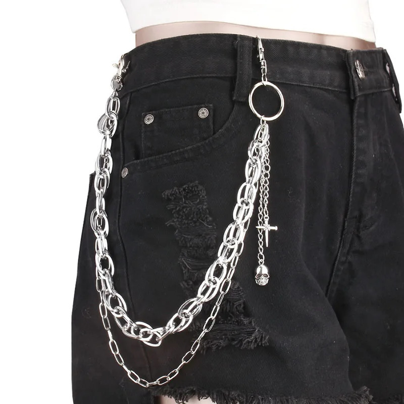 Hip Hop Skull Pants Waist Chain Men Women Cool Jeans Chain Keychain Wallet Chain Gothic Biker Fashion Accessories 250814
