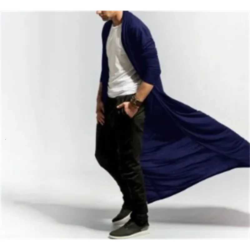 European and American Spring and Autumn Thin Mens Mature Long Slim Long Trench Coat Casual Fashion Solid Color Mens Top W250815