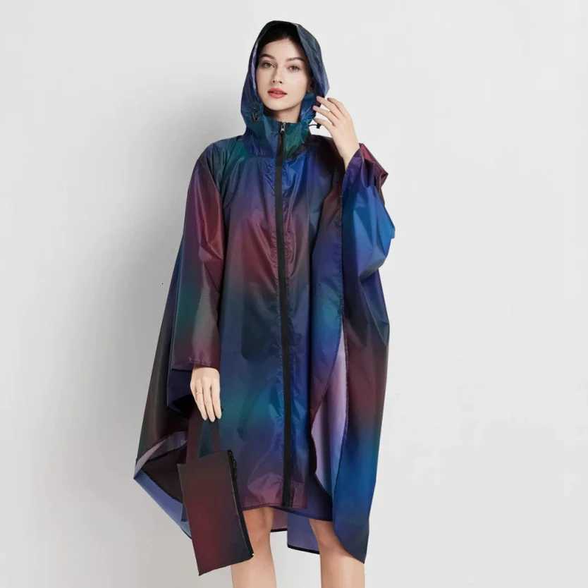 Fashion Big Size Women Colorful Raincoat Rain Coat Poncho Ladies Waterproof Biker Cloak Raincoats Adults Windproof Rainwear Y250814