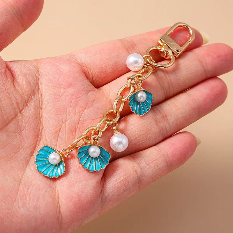 Aihua Cute Keychain Y2K Summer Beach Pearl Shell Key Chains For Women Girls Handbag Pendants Keyring Ocean Vacation Jewelry Gift 250811