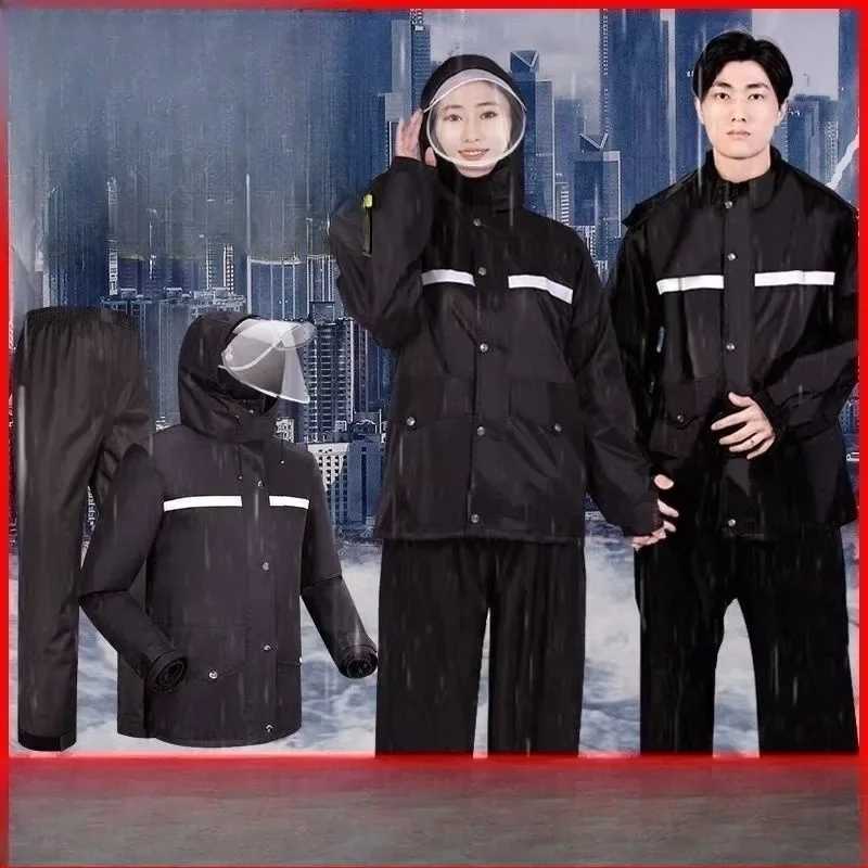 Raincoat Rain Pants Suit Mens Long Body Anti-rainstorm Electric Motorcycle Take-away Riding Raincoat Y250814