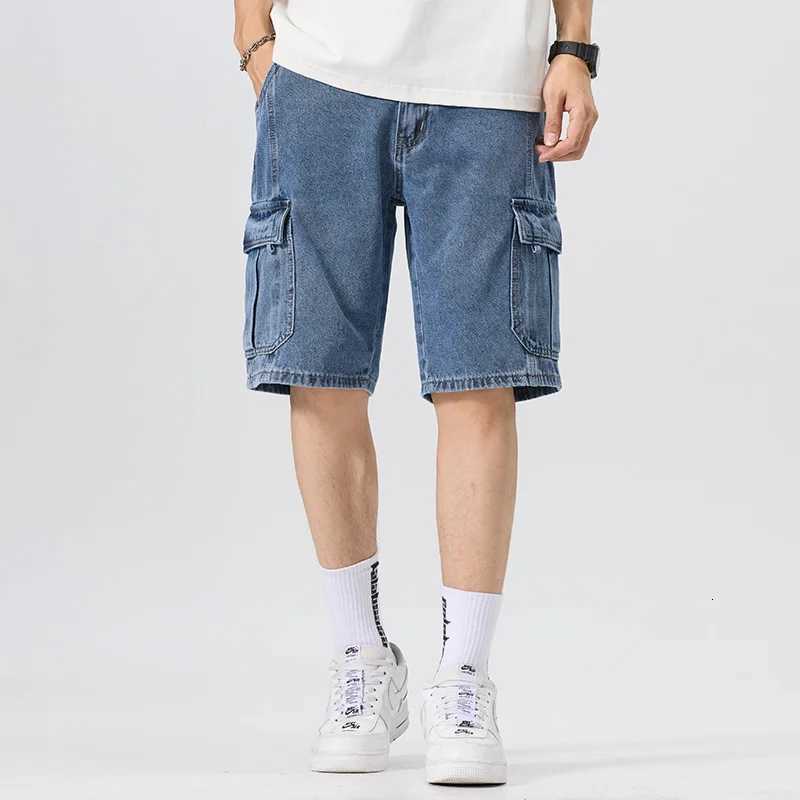 Mens Loose Straight Denim Shorts Summer Washed Cotton Soft Fashion Cargo Shorts Male Bermuda Casual Short Jeans Streetwear Y250814