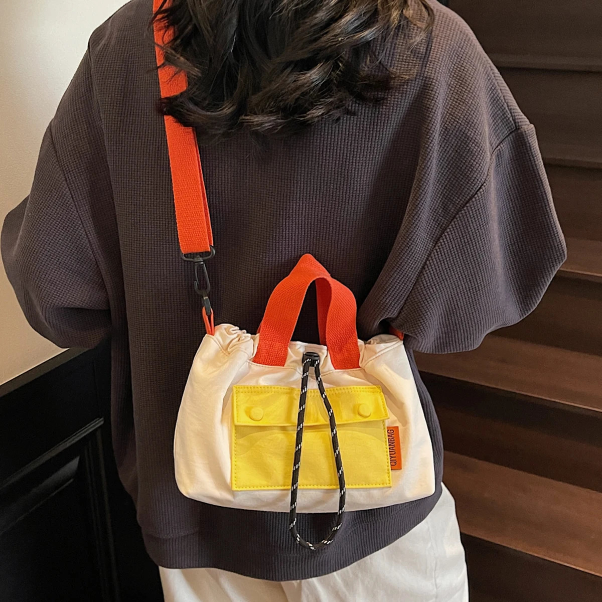 The Unisex Messenger Bag Outdoor Functional Shoulder Storage Female Contrast Backpack 250811