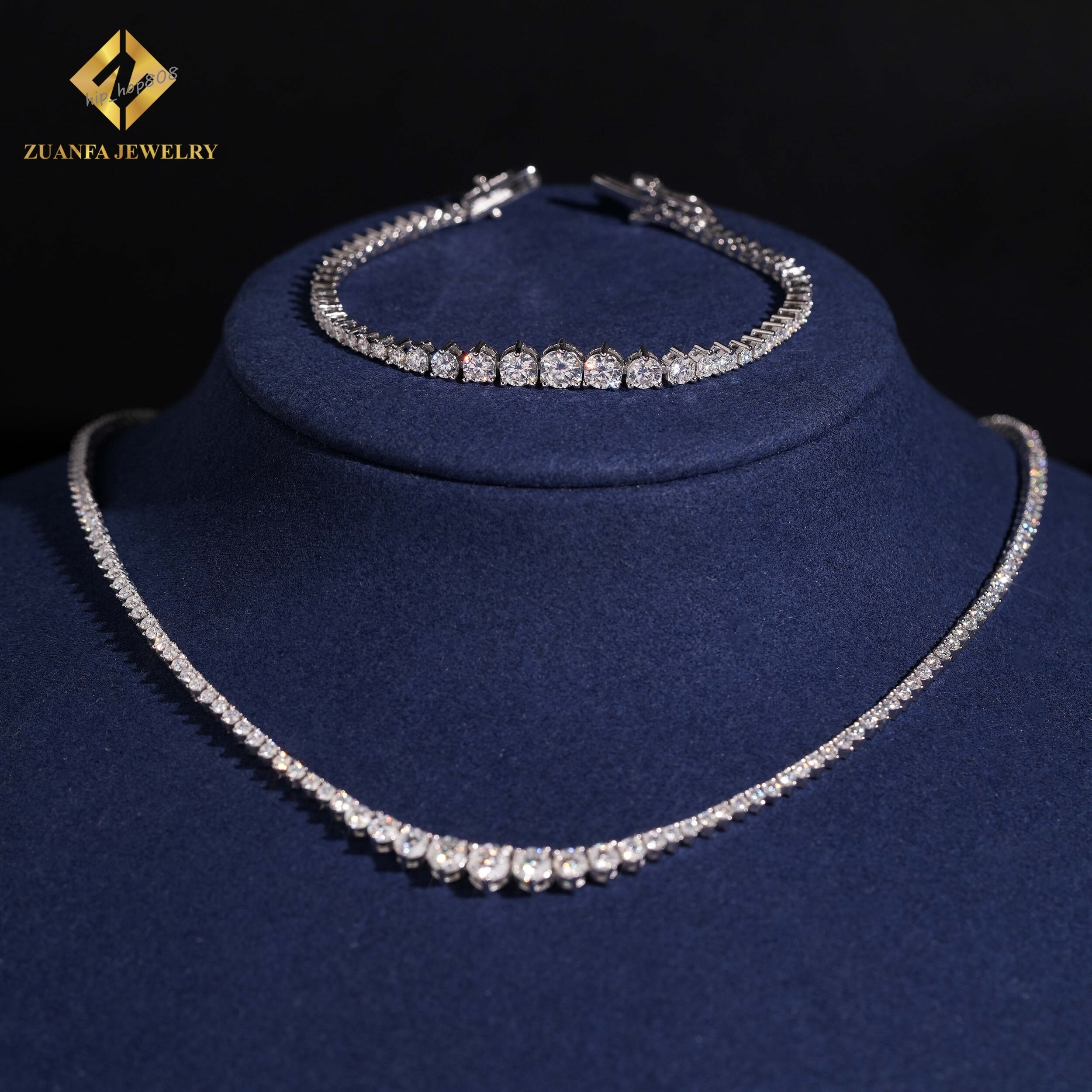 Pass Diamond Tester 2mm VVS Moissanite Tennis Chain 925 Silver Hip Hop Jewelry Bracelet Necklace Iced Out Moissanite Link Chain