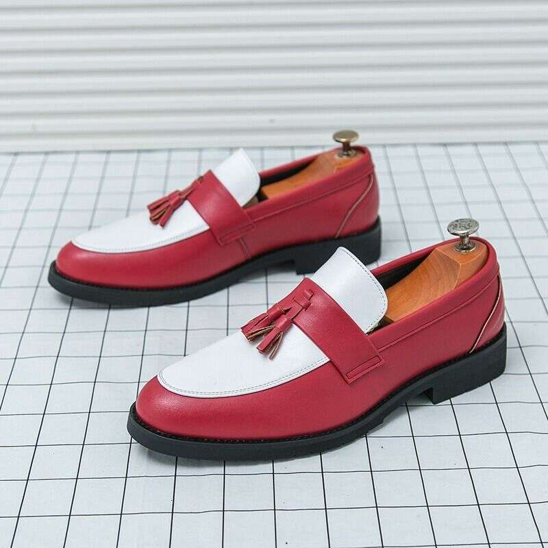 2025 Spring New Large Formal Business Leather Blok Men's Set, Foot Tassel, One Step Step, Le Fu Shoes 46