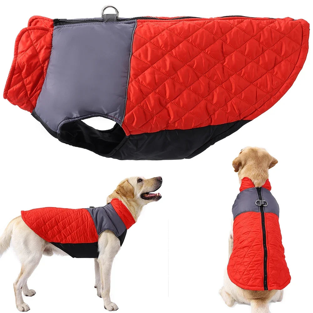 Winter Warm Dog Clothes Lattice Contrast Color Big Vest Jacket Reflective Splicing Dring Pug Outfits Autumn Puppy Coat 250814