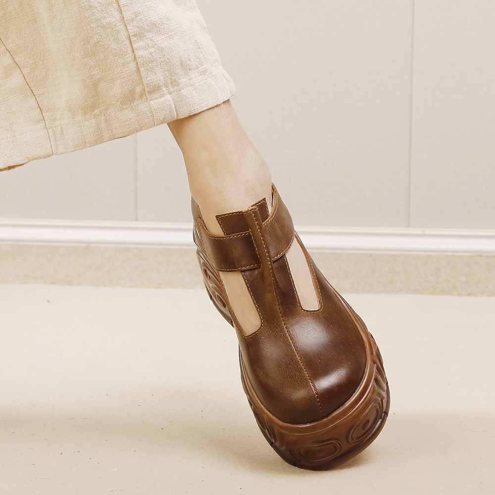 Designer 2025 new retro thick sole multifunctional and versatile leather single shoe