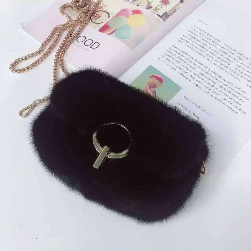 Designer bag 52 Mink Envelope Single Shoulder Crossbody Real Fur Fashion Women's Mini Fluffy Handbag Women Evening Party Bag
