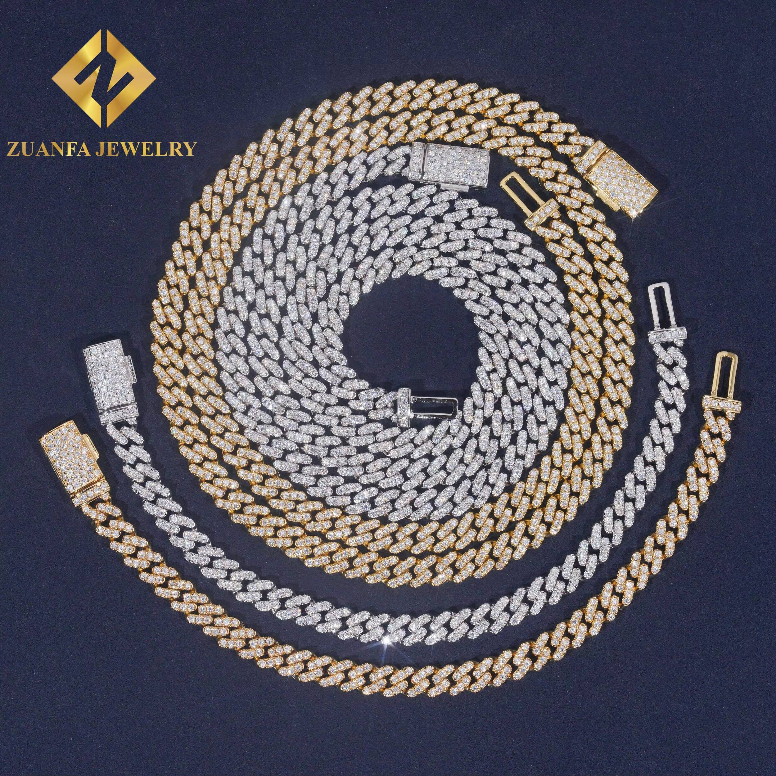 Hot Sale Pass Diamond Tester Fire Jewelry Fashion Hip Hop Style 6mm Moissanite Cuban Link Chain Necklace 925 Sterling Silver