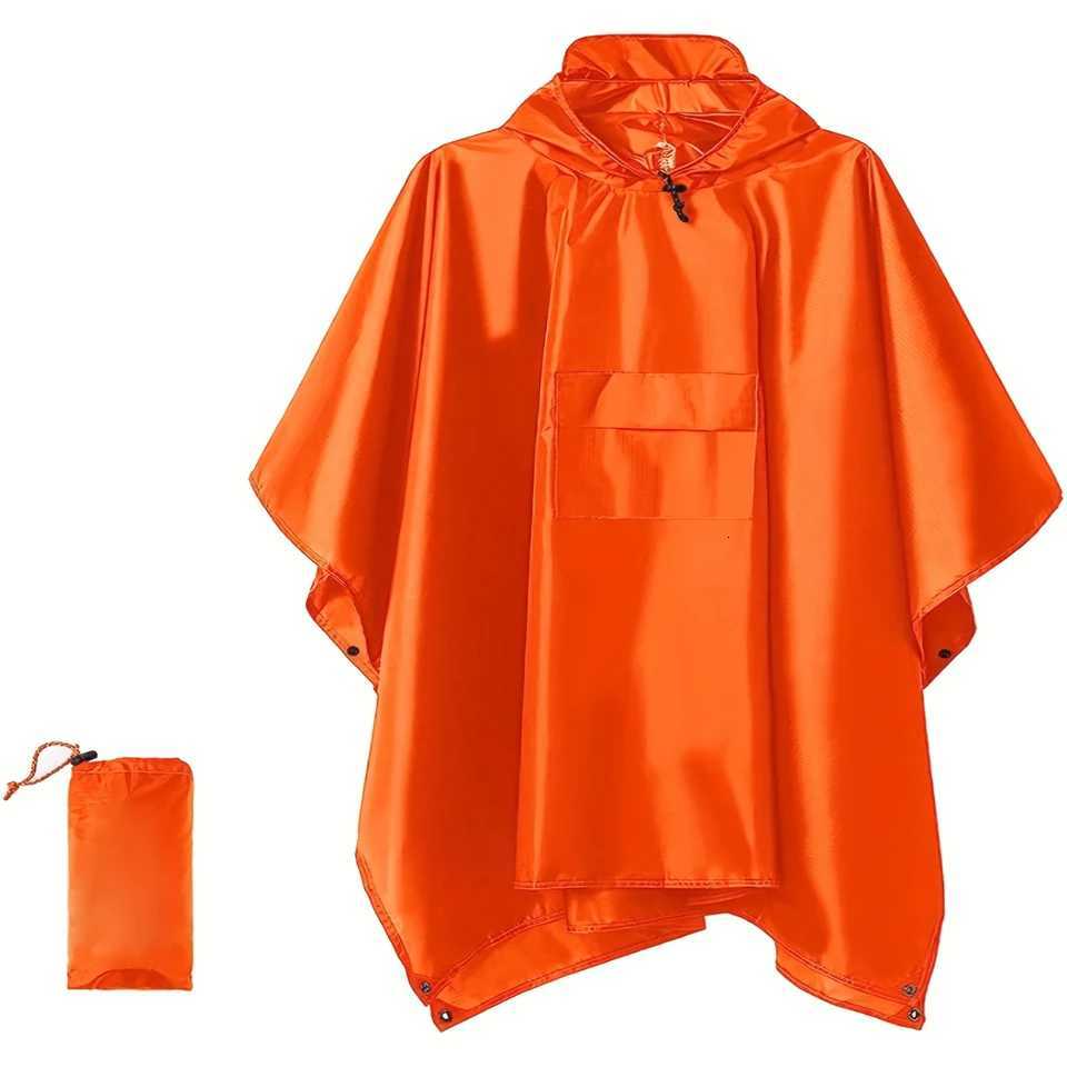 Versatile Mens 3-in-1 Raincoat Waterproof Hooded Poncho with Drawstring Lightweight for All-Season Hiking and Camping Y250814