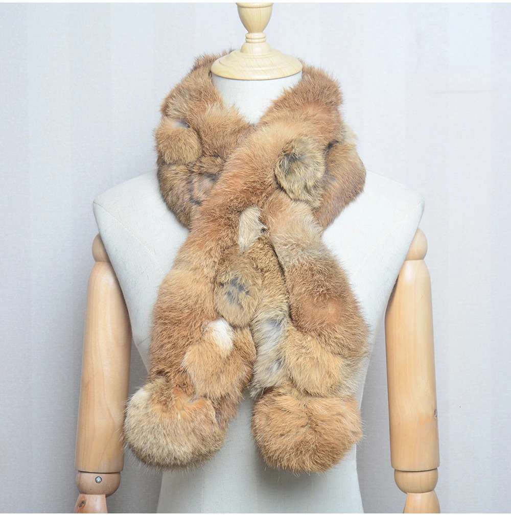 Women Winter Rabbit Fur Scarf 100% Natural Rabbit Fur Fashion warm And Soft Neckerchief Wholesale Pompoml Fur Scarves Headbands 250808
