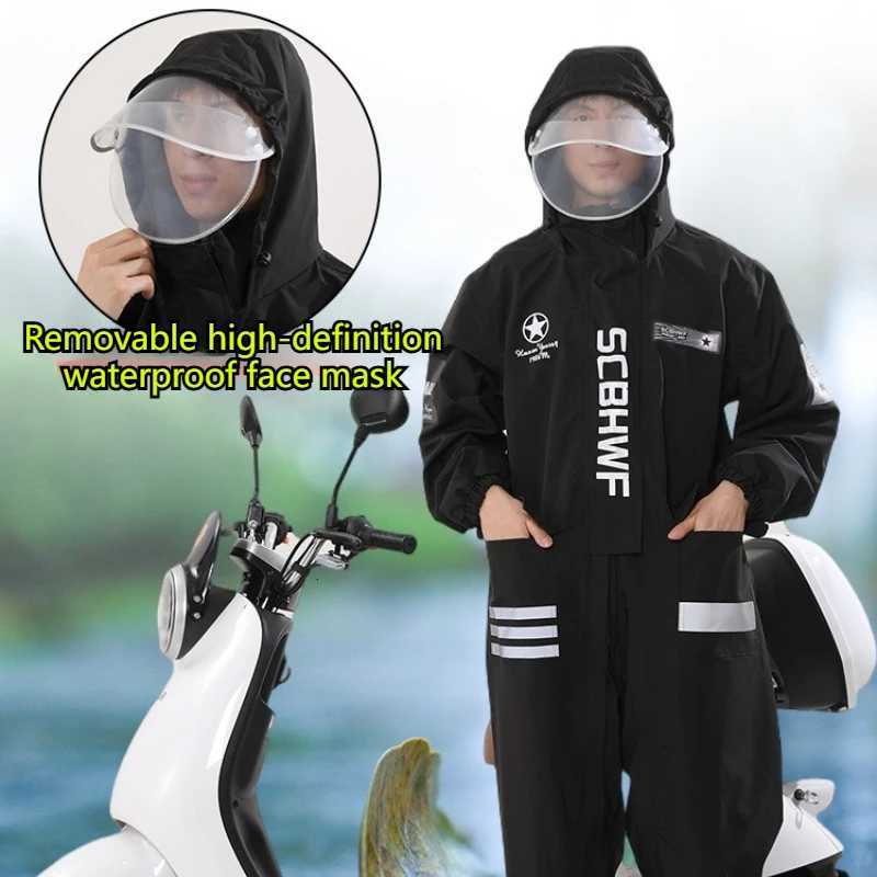 One-piece Motorcycle Riding Raincoat Hooded Waterproof Outdoor Dustproof Lightweight Work Clothes Rider Raincoat for Men Women Y250814