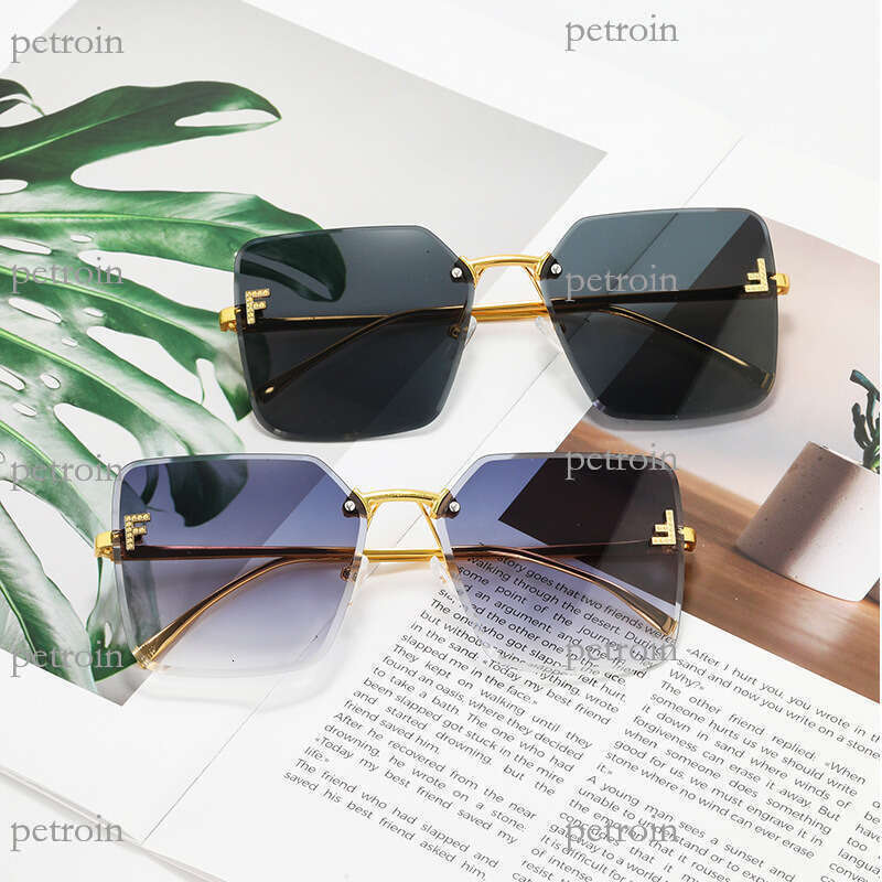 2024 New Metal Frameless Edge-Cut Fashion Trend Internet Celebrity Gradient Color Personality Wear Women's Sunglasses