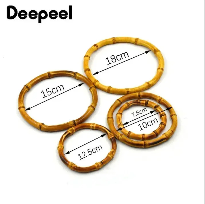 2/4Pcs Deepeel 7.5-18cm Bamboo Rings Bag Handles DIY Handmade Craft Wooden Bags Closure Round Handle Purse Woven Accessories 250811