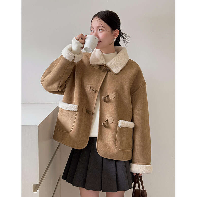Retro imitation lamb fur coat, women's winter new fur one-piece top