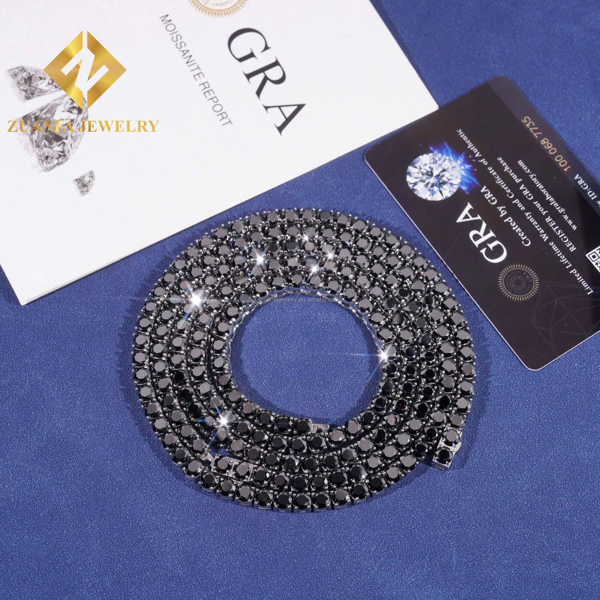 Cheap Price Fashion Tennis Chain Hip Hop 316L Stainless Steel 4MM 5MM Black Moissanite Tennis Chain Necklace Bracelet