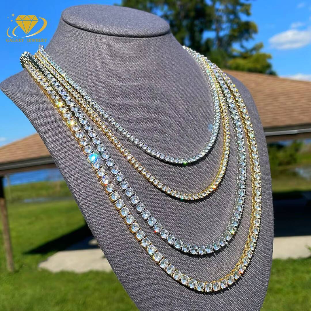 Hiphop Tennis Chain Custom Fine Jewelry Necklaces 2mm 4mm 6.5mm Silver 925 Jewelry Iced Out Vvs Moissanite Tennis Chain