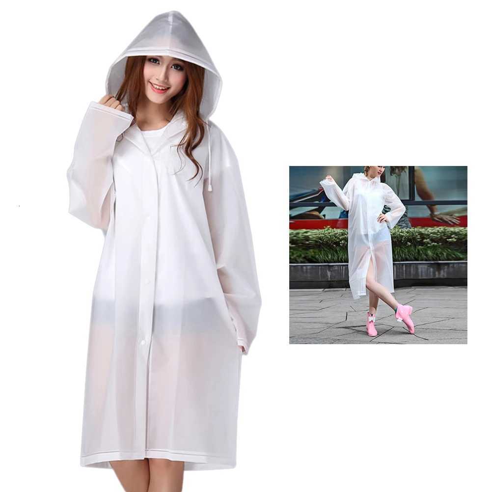 Thickened EVA Raincoat Durable Lightweight Comfortable Foldable PEVA Material Waterproof Rainwear Hooded Ponchos Plastic Cover Y250814