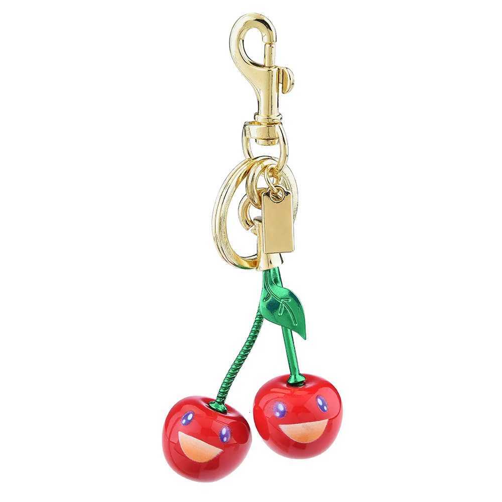 Smiling Face Cherry Blossom Bag Decoration Keychain Cherry Resin Pendant Fruit Accessories Y250815