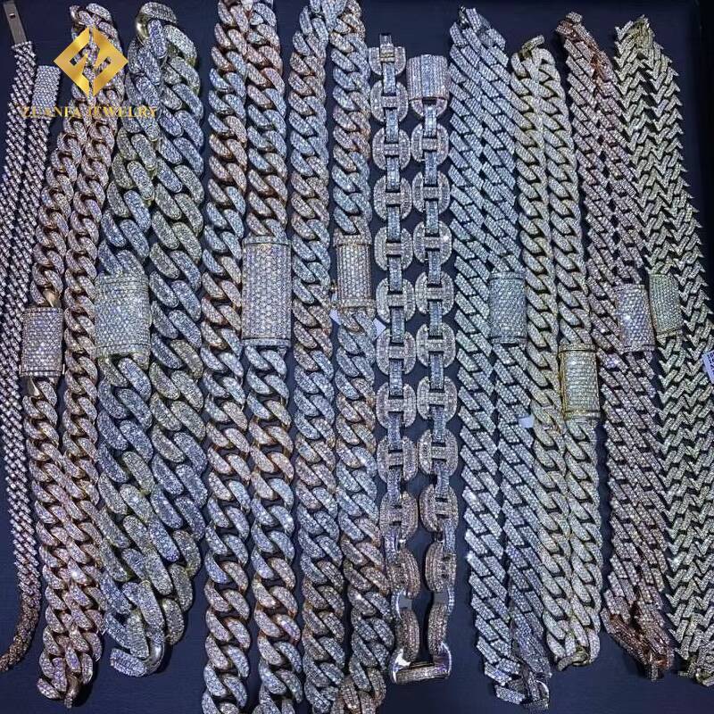 Rapper Hip Hop Cuban Necklace Pass Diamond Tester 925 Solid Silver 6MM 8MM 10MM 12MM Moissanite Cuban Link Chain