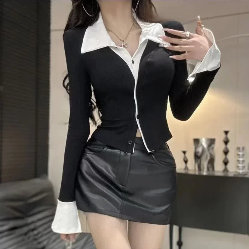 Polyester Woman Tshirt Long Sleeve Sexy Crop Top Polo Neck T Shirt for Women Shirts Basic In Trend Clothes Youth 250814