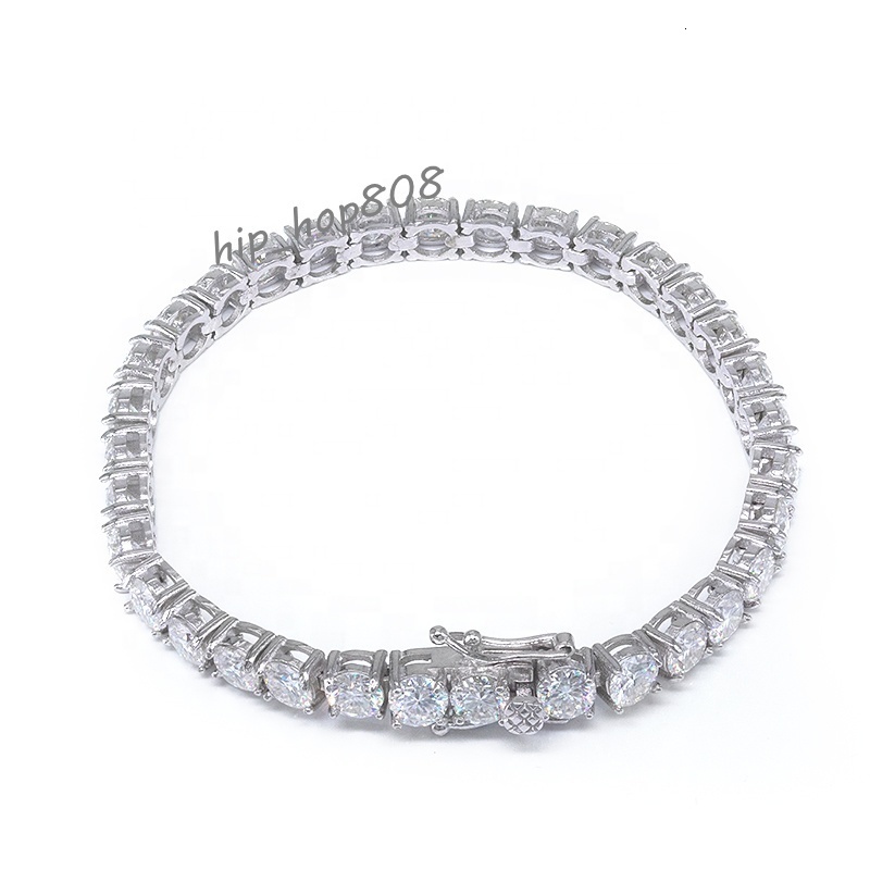 ZF Iced Out Moissanite Stone Bracelet Sterling Silver 925 Tennis Bracelet Women Men Diamond Jewelry 925 Sterling Silver Bracelet