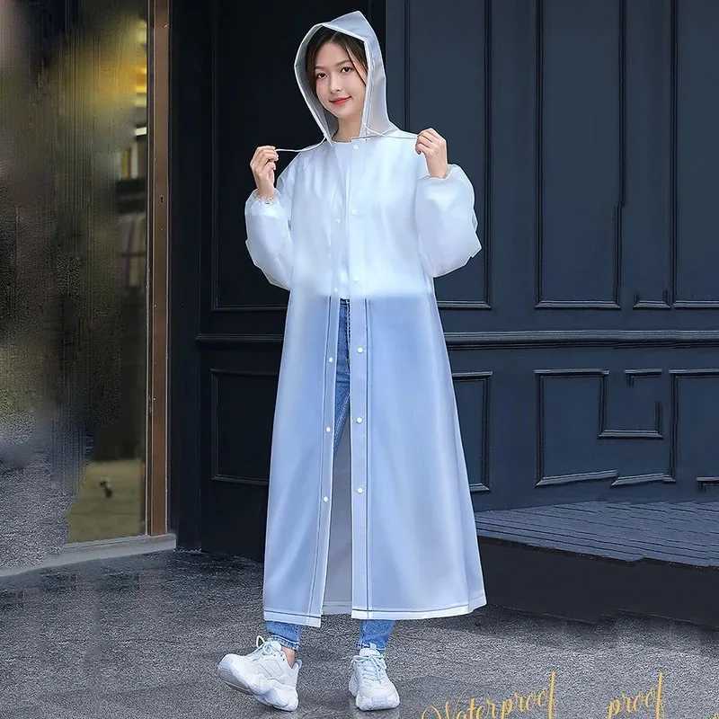 Adult Long Raincoats EVA For Fishing Camping Impermeable Waterproof Rain Coat Men Women Travel Hooded Beam Port Rain Poncho Y250814