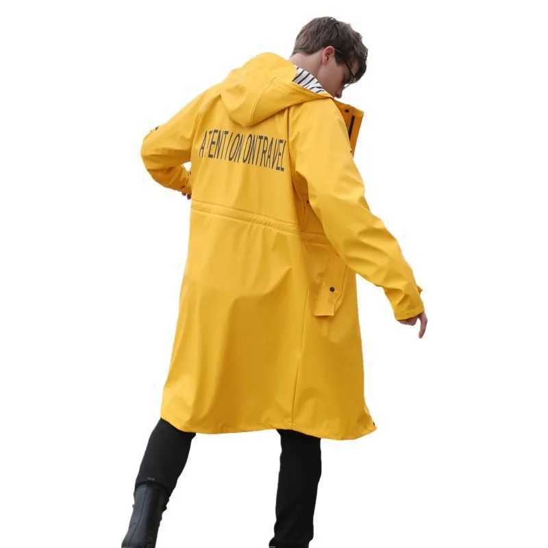 Fashion Long Raincoat Outdoor Double-layer Rainproof PU Raincoat for Men and Women Poncho Impermable Velo Y250814