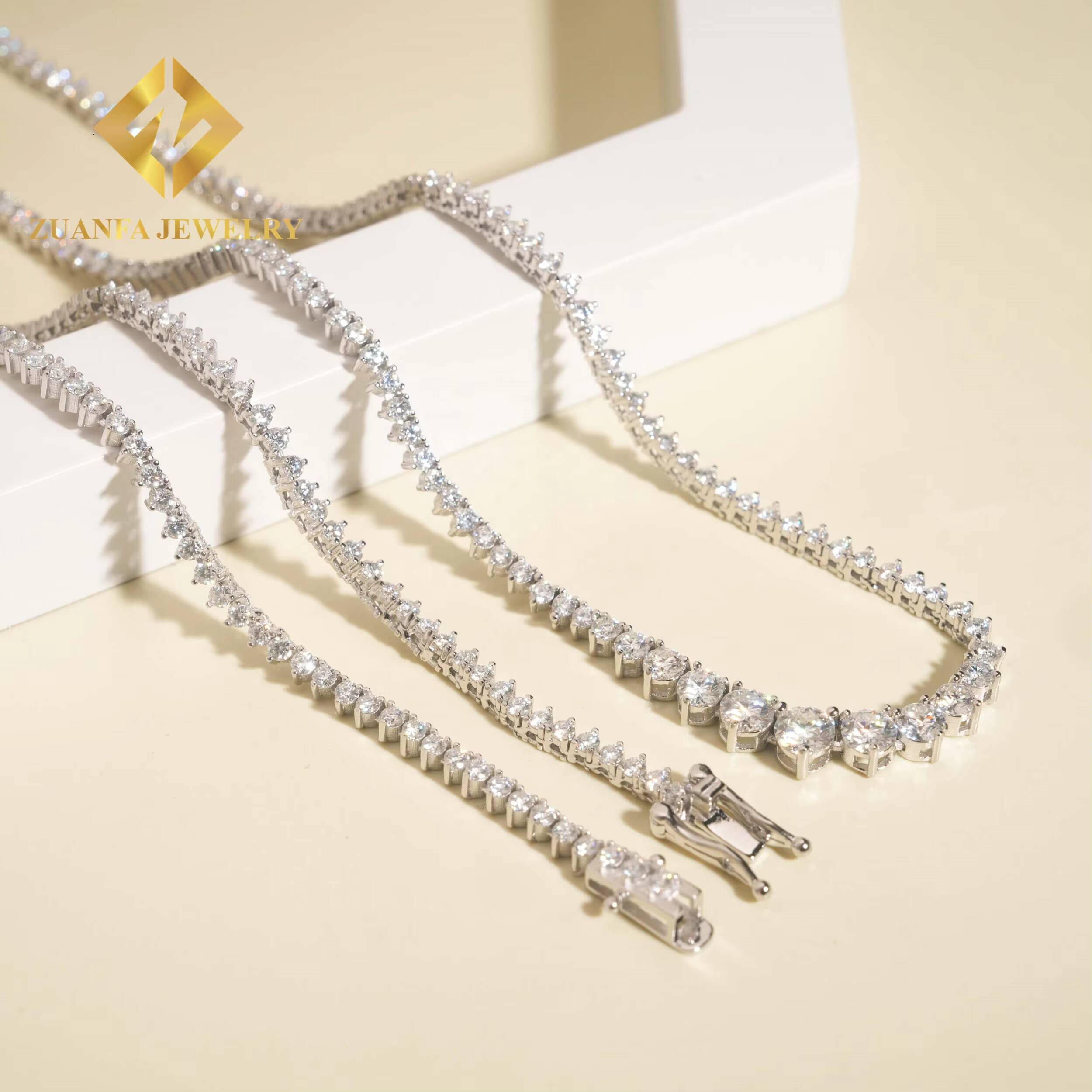 Hot Sale Tennis Chain 925 Sterling Silver Bracelet Pass Diamond Tester GRA Certified VVS Moissanite Chock Necklace