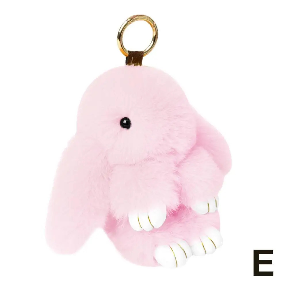 Cute Long Ear Bunny Keychain Real Mink Fur Rabbit Doll Charm Toys Ornament Keyring Jewelry Pompom Pendant Gifts Handbag Plu C9M0 250811