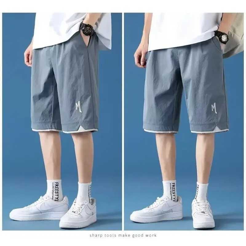 Ice Silk Student Pants Casual Mens Quick-Dry Shorts Loose Fit Sports Trendy Brand Ins Mens Pant Summer Jogging Short Pant 2025 Y250814