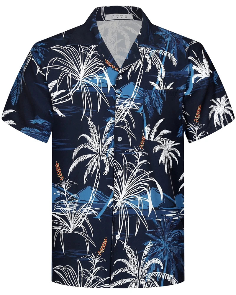Summer Fashion Mens Hawaiian Shirts Short Sleeve Button Coconut Tree Printed Casual Beach Aloha Shirt Plus Size 6XL Hombre Ropa 250804