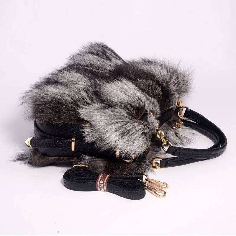 Designer bag 52 Real Fox Winter Women Handbag Designer Evening Party Bags Leather High Quality Shoulder Natural Fur Bag