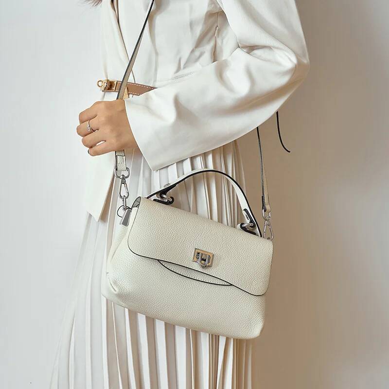 Zency Women Genuine Leather Top-Handle Bag Envelope Bags Designer Shoulder Handbag Elegant Crossbody For Ladies