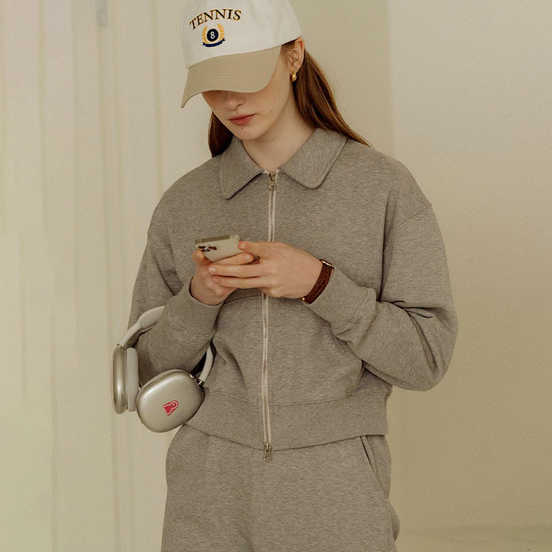 Cardigan Sweatshirt Fleece-Lined Women's Autumn Winter Fashion Casual Turn-Down Collar Top Sweatpants Sports Two-Piece Set