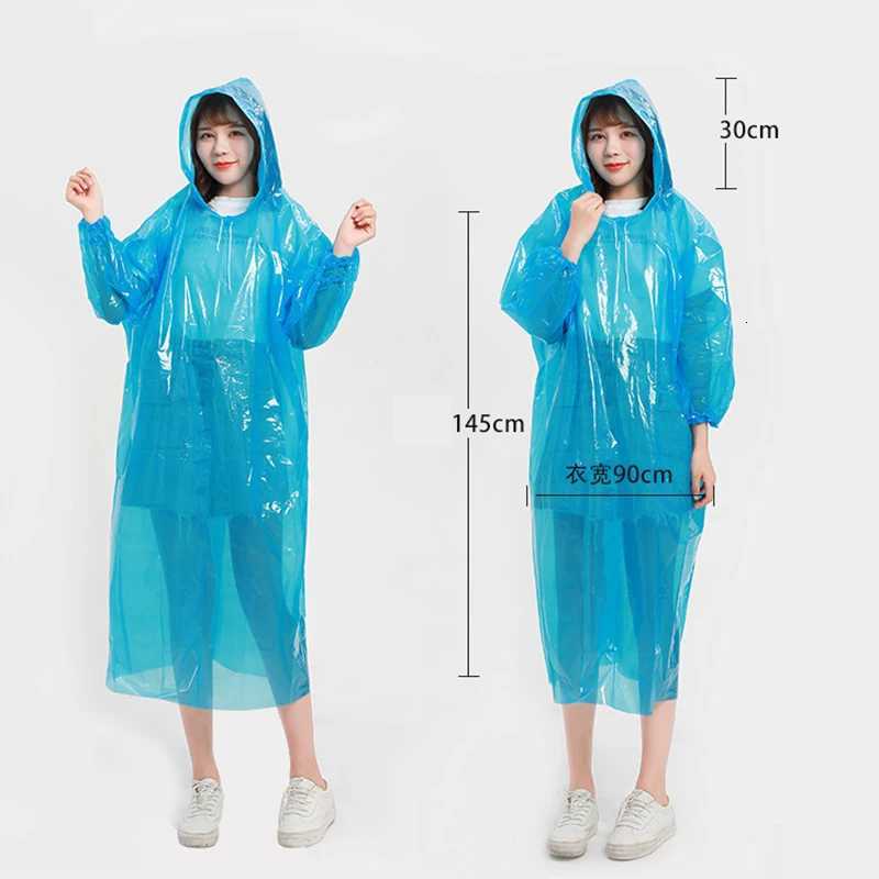 1 pcs Fashion Ms. Mens Raincoat Thicken Waterproof Adult Transparent Camping Hooded Outdoor Portable Disposable Poncho Y250814