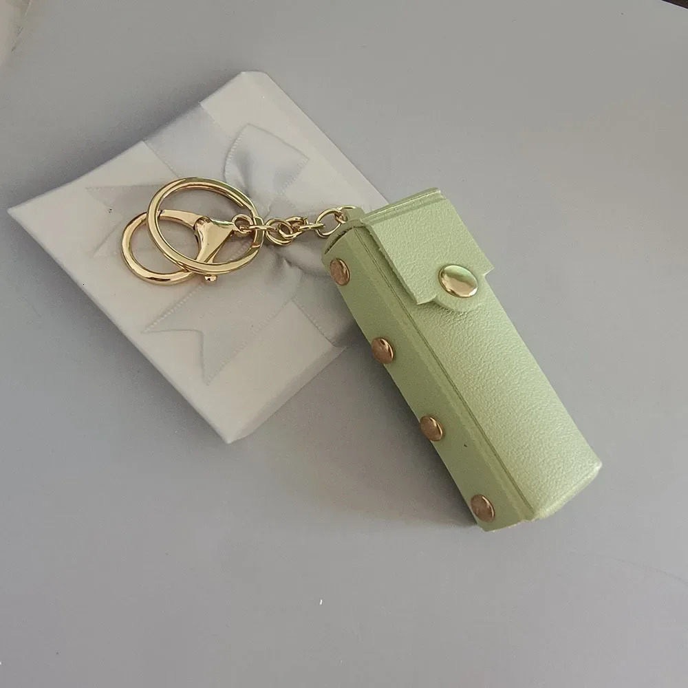 Fashion Lipstick Organizer Keychain with Mirror Leather Case Makeup Pouch Lip Balm Bag Holder Protective Cover 250811