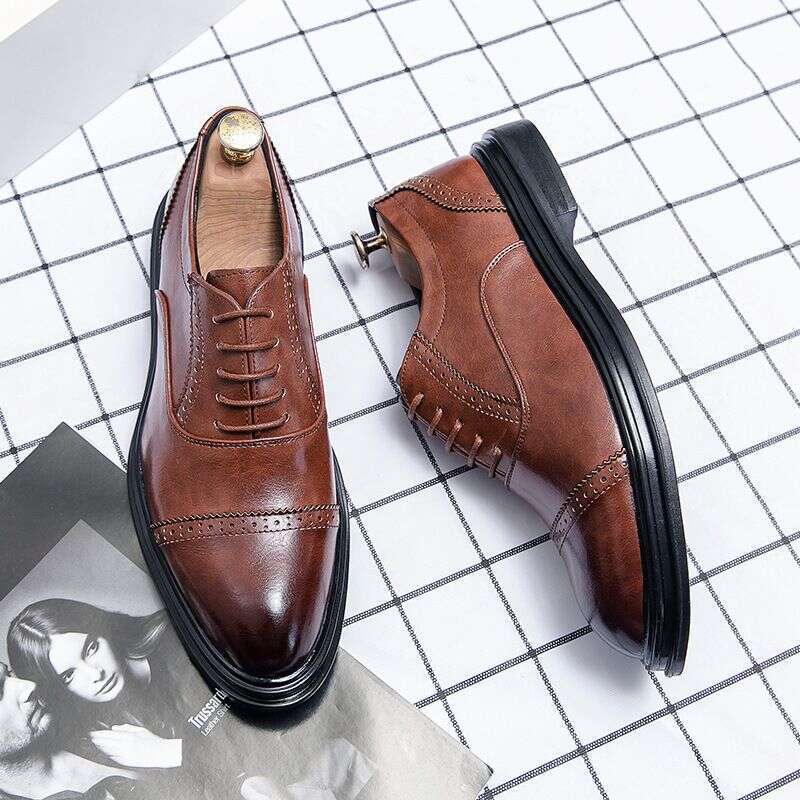 Formal Business British Style Height Increasing Pointed Toe Men's Suit Leather Spring Autumn New Wedding Shoes
